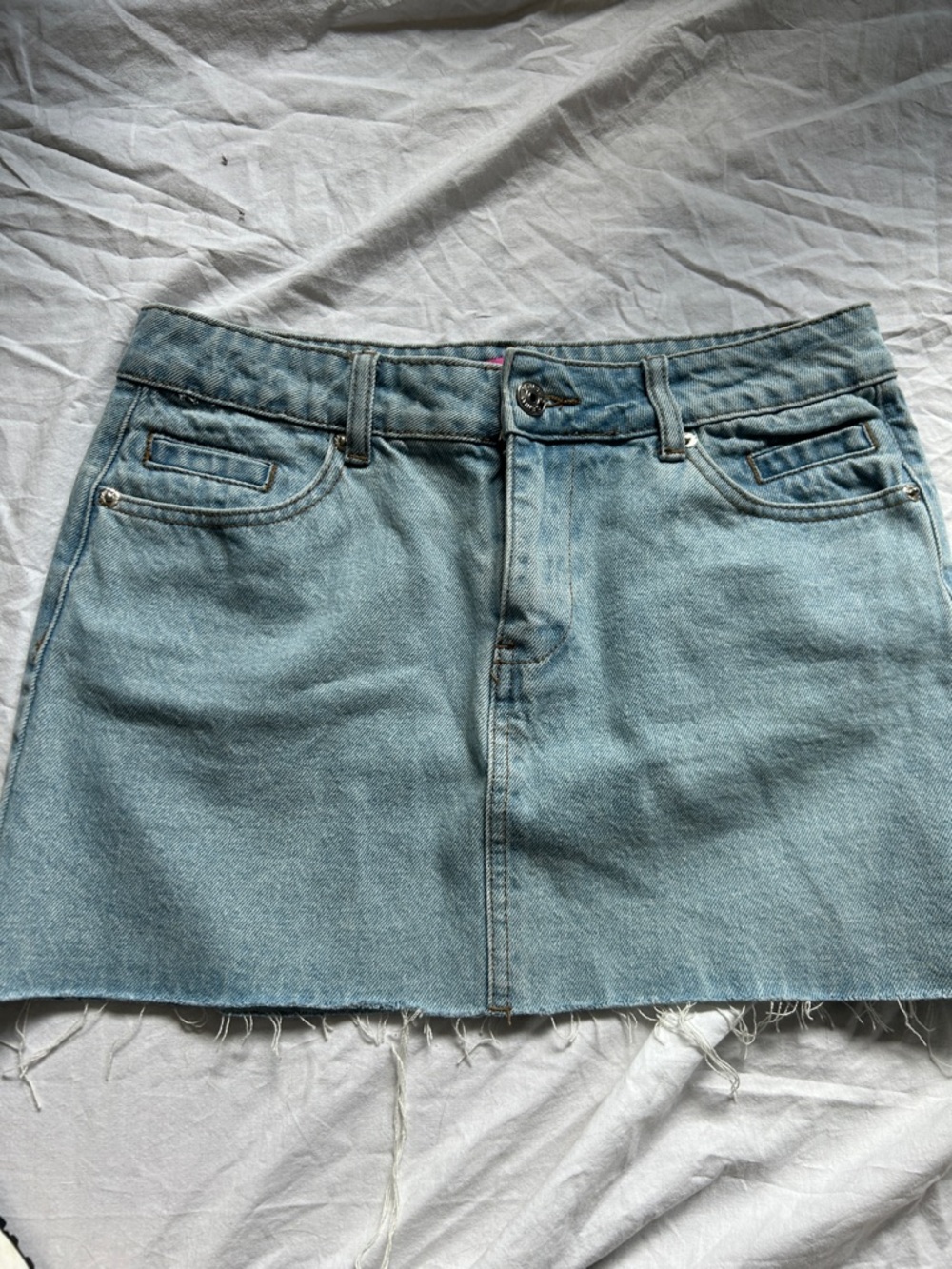 Edikted Light Blue Denim Mini Skirt
